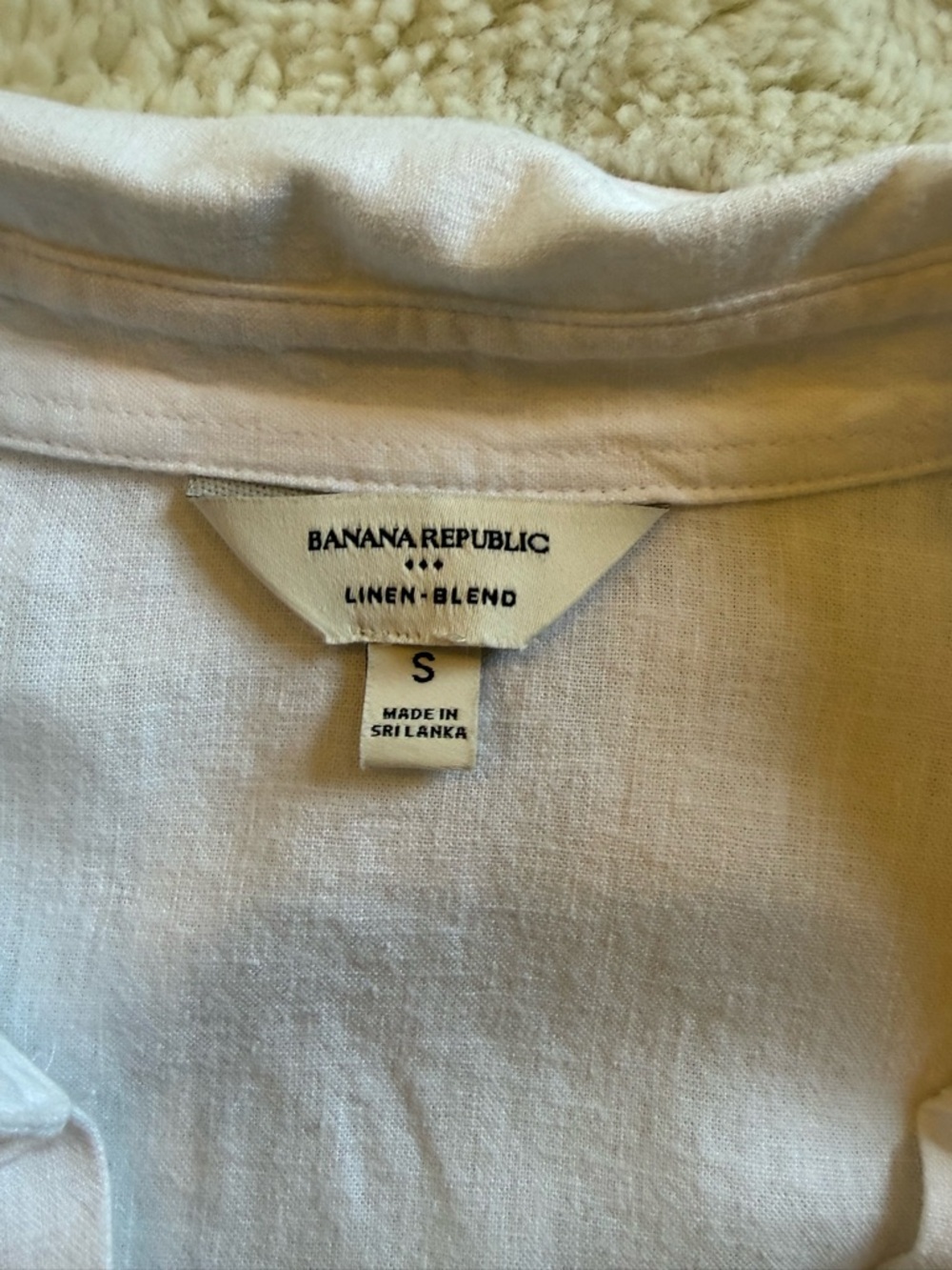 BANANA REPUBLIC WHITE LINEN BLEND RELAXED BUTTON DOWN SHIRT SMALL - Picture 4 of 7